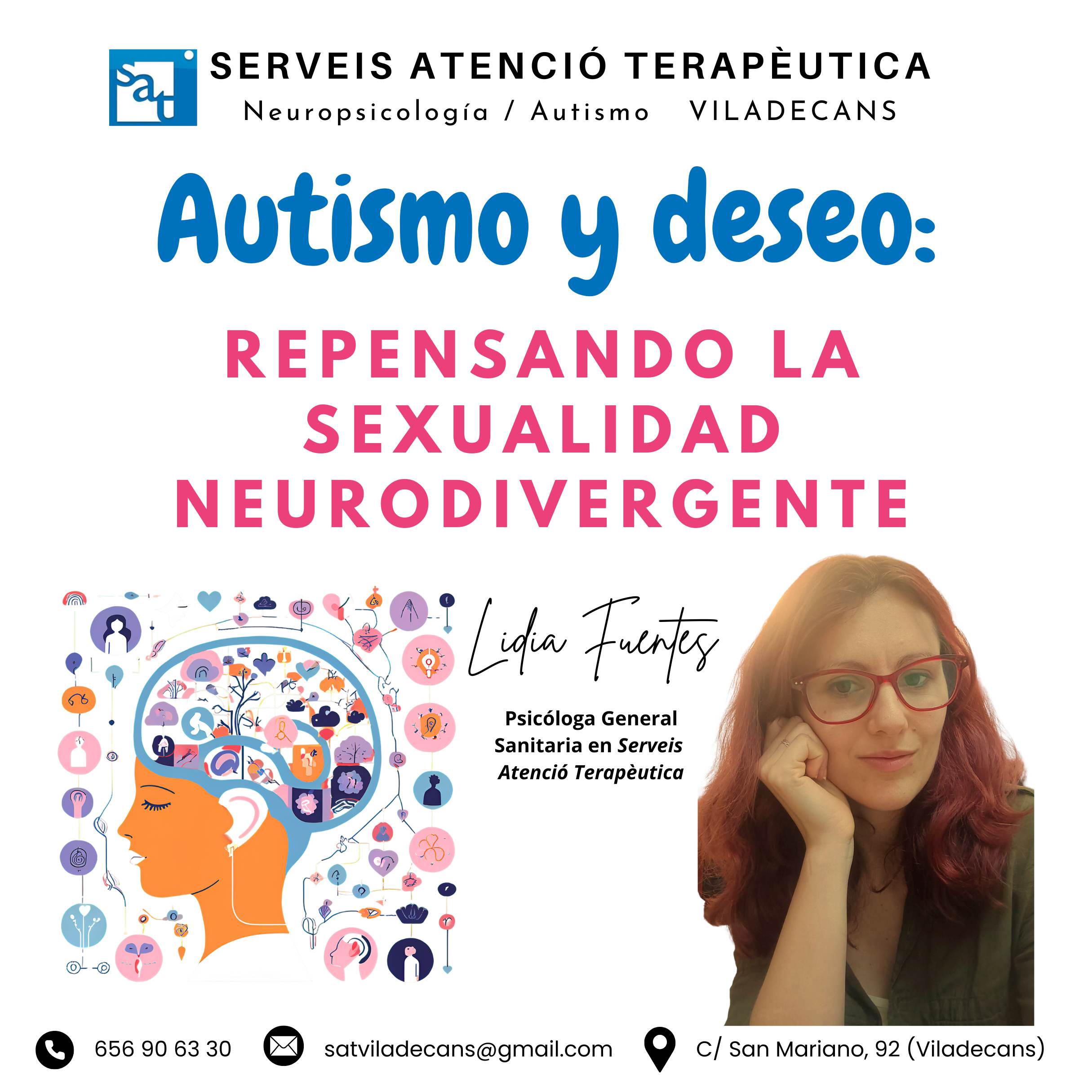Sexualidad en el autismo Viladecans Ilustración de una persona neurodivergente reflexionando sobre el deseo, rodeada de símbolos de conexión emocional, diversidad y neurodiversidad, representando la vivencia de la sexualidad en el autismo.