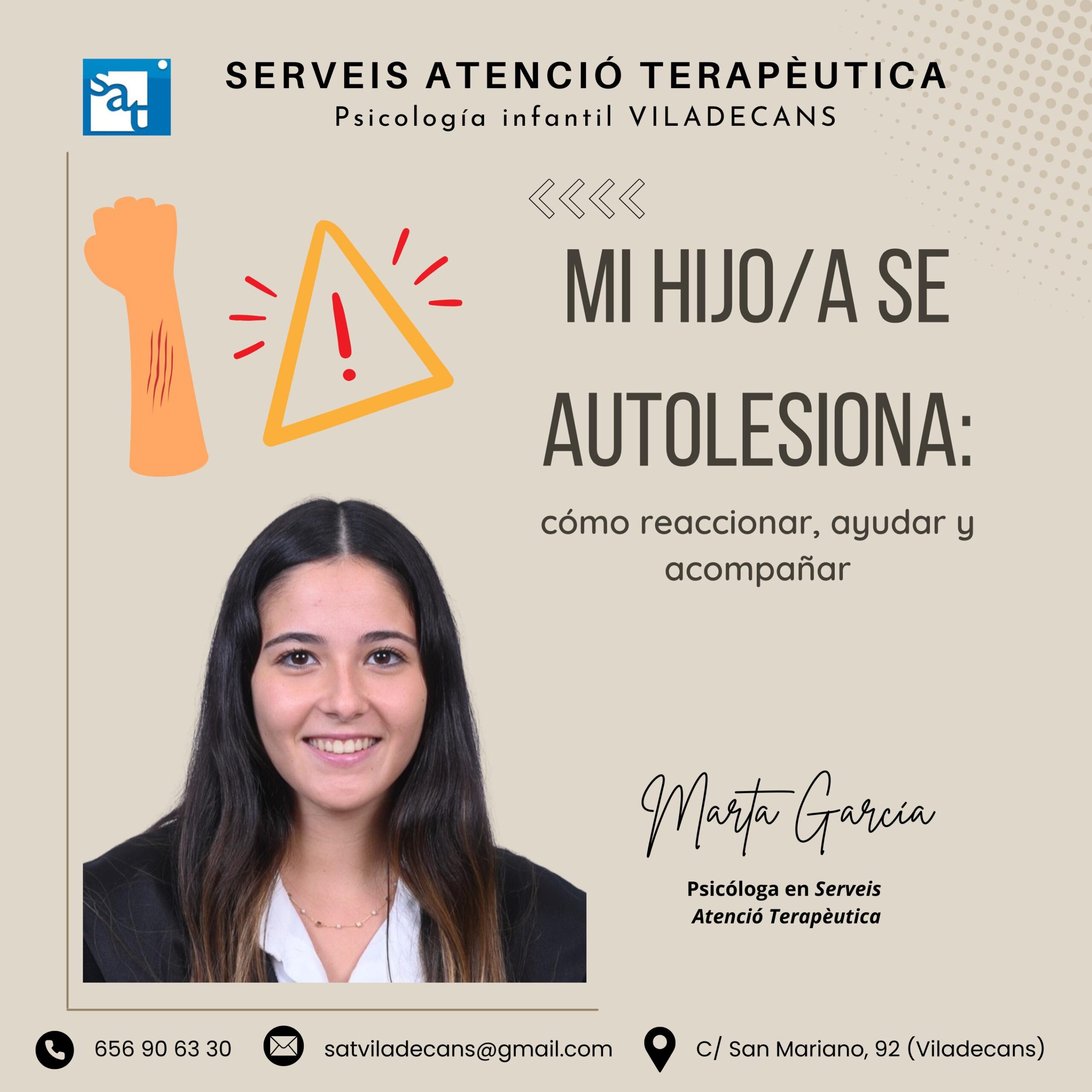 AUTOLESIONES- PSICÓLOGO VILADECANS – «Mi hijo/a se autolesiona: cómo reaccionar, ayudar y acompañar»