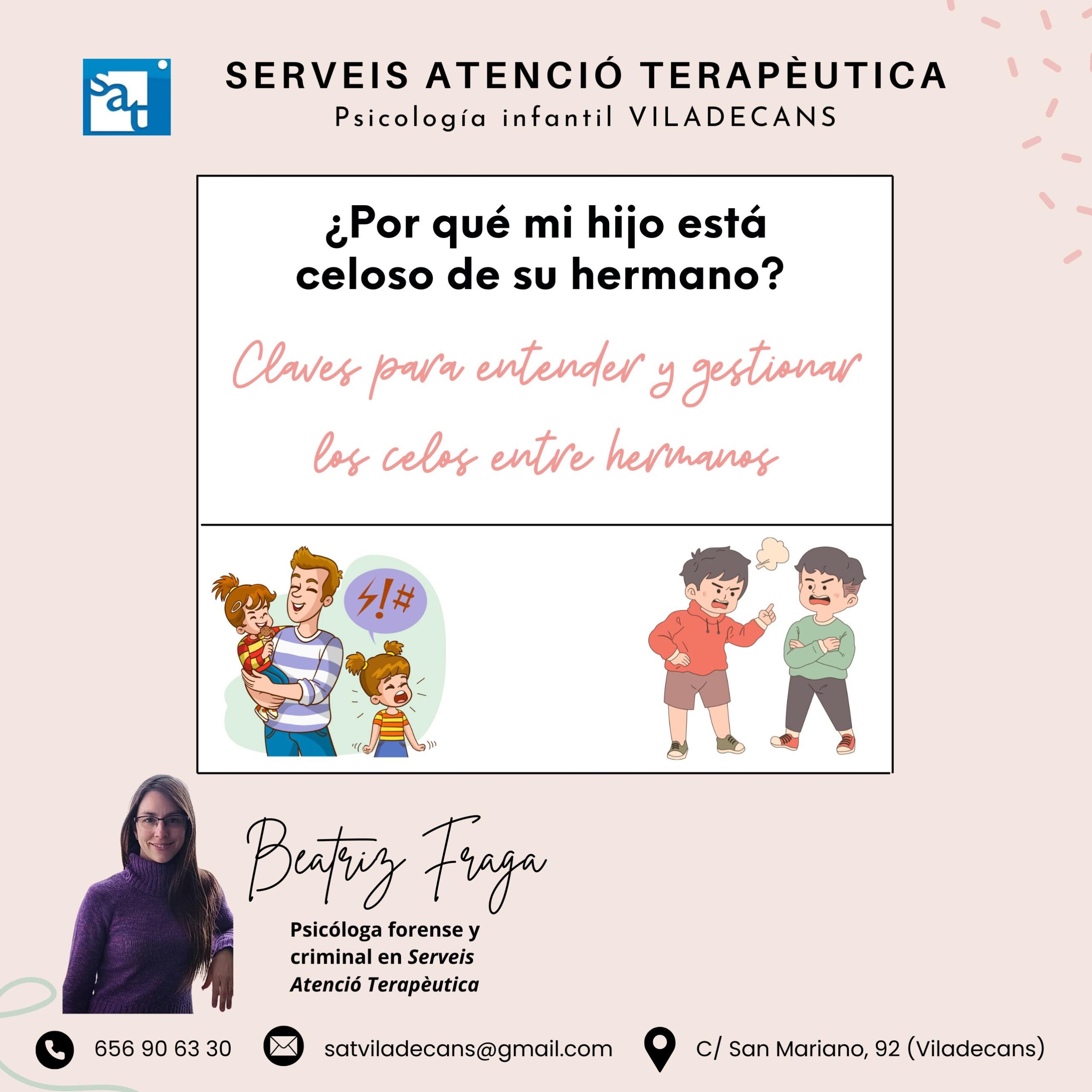 Psicólogo celos hermanos Viladecans Gestionar los celos entre hermanos es posible con la ayuda adecuada. La psicóloga Beatriz Fraga, especialista en familias, ofrece orientación desde su consulta en Viladecans.